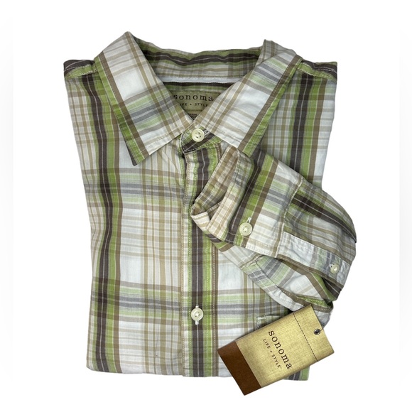 NWT Sonoma Men’s Long Sleeve Button Down shirt Size Medium - Picture 3 of 5